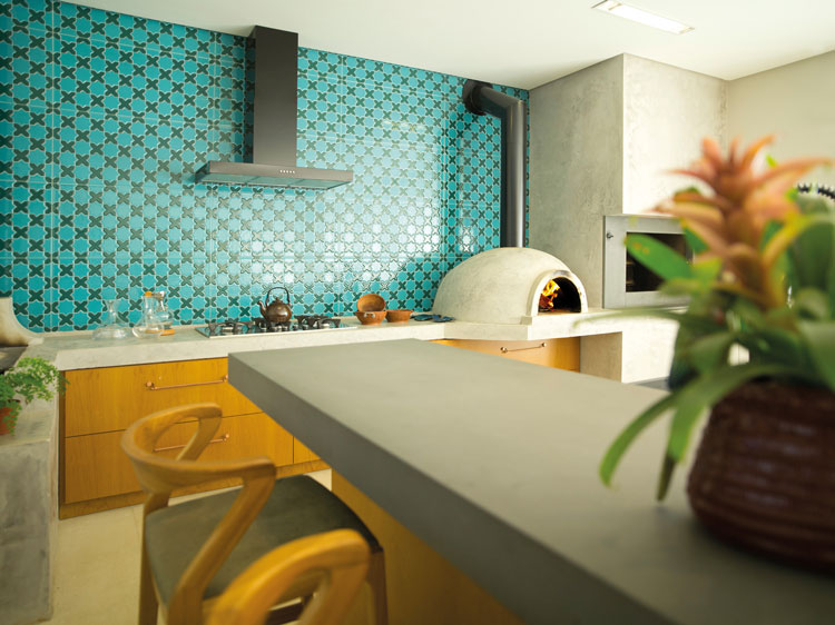 azulejo verde decortiles ibiza em área social