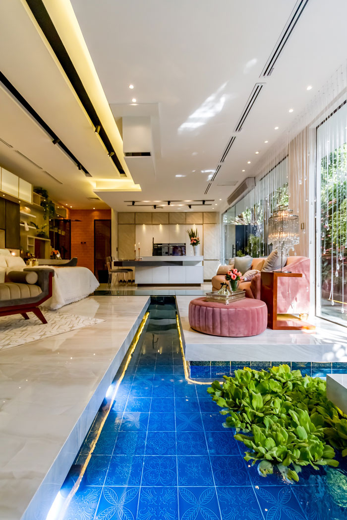 Revestimento Twenty Deluxe Decortiles no Loft Acuático da Casa Cor Bolívia 2019 por Alejandra Iriarte e Natalia Murillo